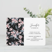 Invitation Aquarelle rose et gris Floral Motif virtuel (Debout devant)