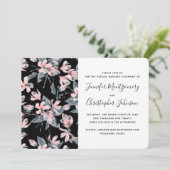 Invitation Aquarelle rose et gris Floral Motif virtuel (Debout devant)