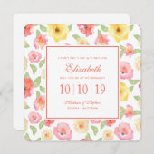 Invitation Aquarelle rose et jaune de la flore - Bridesmaid (Devant / Derrière)