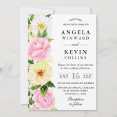 Invitation Aquarelle rose et jaune Mariage (Devant)