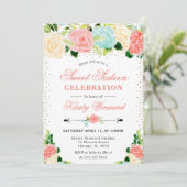 Invitation Aquarelle rose et les fleurs de menthe doux 16 (Debout devant)