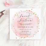 Invitation Aquarelle rose et or<br><div class="desc">Cette invitation sweet sixteen présente un cercle d'aquarelle peint en rose vif avec des accents de points d'or faux. Pour une personnalisation plus avancée de cette conception,  cliquez sur le bouton "Personnaliser". Des articles correspondants sont également disponibles.</div>