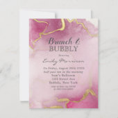 Invitation Aquarelle rose et or Agate Brunch & Bubbly Inv (Devant)
