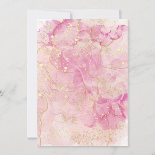 Invitation Aquarelle rose et or chic Douce 16 Partie (Dos)