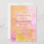 Invitation Aquarelle rose et or Partie de graduation Abstrait (Devant)