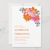 Invitation Aquarelle rose et orange Floral Mariage (Devant)