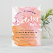Invitation Aquarelle rose et orange Surprise 50e anniversaire (Debout devant)