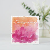 Invitation Aquarelle rose et orange Surprise Anniversaire (Debout devant)