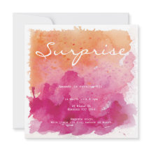 Aquarelle rose et orange Surprise Anniversaire