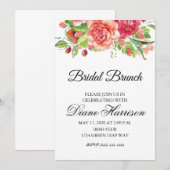 Invitation Aquarelle rose et pêche Douche florale (Devant / Derrière)