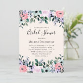 Invitation Aquarelle rose et pourpre Bordure florale (Debout devant)