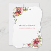 Invitation Aquarelle rose et Rose Peonies Fleurs Notre Mariag (Dos)