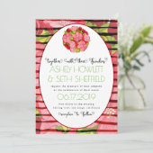 Invitation Aquarelle rose et rouge du pays Floral (Debout devant)