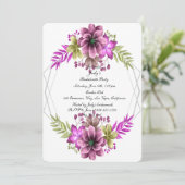Invitation Aquarelle rose et vert Floral Bachelorette Party (Debout devant)