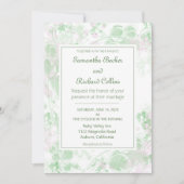 Invitation Aquarelle rose et vert Mariage botanique (Devant)