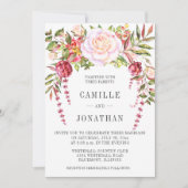 Invitation Aquarelle rose et vert Mariage floral (Devant)