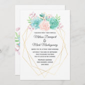 Invitation Aquarelle rose et vert moderne Mariage Succulent (Devant / Derrière)