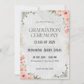 Invitation Aquarelle rose et verte (Devant)