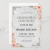 Invitation Aquarelle rose et verte (Devant / Derrière)