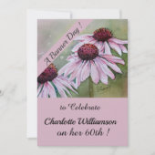 Invitation Aquarelle rose et violet Anniversaire Floral (Devant)