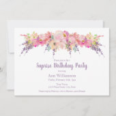Invitation Aquarelle rose et violet Floral Anniversaire (Devant)