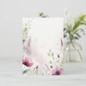 Invitation Aquarelle rose et violet floral blanc Mariage (Debout devant)
