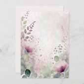 Invitation Aquarelle rose et violet floral blanc Mariage (Devant / Derrière)