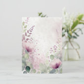 Invitation Aquarelle rose et violet floral blanc Mariage (Debout devant)