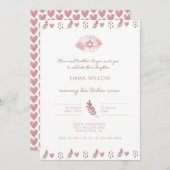 Invitation Aquarelle rose étoile de David Baby Naming (Devant / Derrière)