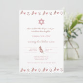Invitation Aquarelle rose étoile de David Baby Naming Invitat (Debout devant)