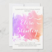 Invitation Aquarelle rose, étoile de mer mariage douche (Devant)