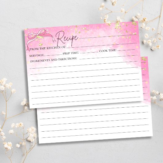 Invitation Aquarelle rose Faux Gold Parties scintillant Bow R