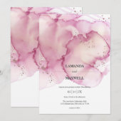 Invitation Aquarelle rose Faux Parties scintillant Handfastin (Devant / Derrière)