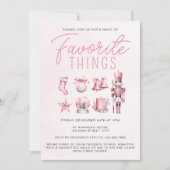 Invitation Aquarelle rose Favoris Fête de Noël (Devant)