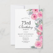 Invitation Aquarelle rose feminine Floral Chic 73e anniversai (Devant)