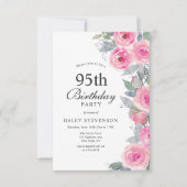 Invitation Aquarelle rose feminine Floral Chic 95e anniversai (Devant)