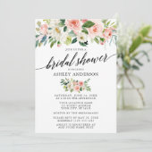 Invitation Aquarelle rose Fête des mariées de calligraphie fl (Debout devant)