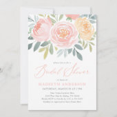 Invitation Aquarelle rose Fête des mariées de printemps flora (Devant)