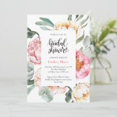 Invitation Aquarelle rose Fête des mariées de verdure florale (Debout devant)