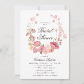 Invitation Aquarelle rose Fête des mariées Fleurs de pays (Devant)