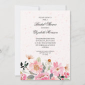 Invitation Aquarelle rose Fête des mariées florale (Devant)