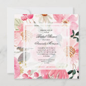 Invitation Aquarelle rose Fête des mariées florale (Devant)