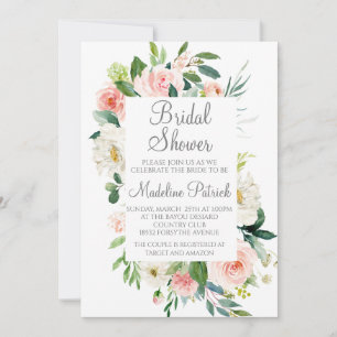 Invitation Aquarelle rose Fête des mariées florale