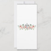 Invitation Aquarelle rose Fille couleur argent croisé parrain (Dos)