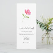 Invitation Aquarelle rose Fleur 3 (Debout devant)