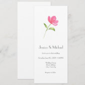 Invitation Aquarelle rose Fleur 3 (Devant / Derrière)