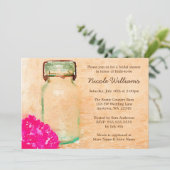 Invitation Aquarelle rose Fleur Mason Jar Fête des mariées (Debout devant)