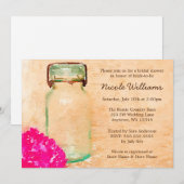 Invitation Aquarelle rose Fleur Mason Jar Fête des mariées (Devant / Derrière)