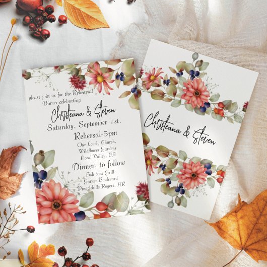 Invitation Aquarelle rose Fleur sauvage