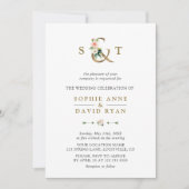 Invitation Aquarelle rose Fleurs blanches Ampersand Mariage (Devant)